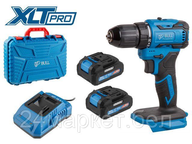 Аккум. дрель-шуруповерт BULL SR 1804 в чем. (18.0 В, БЕСЩЕТ., ИМПУЛЬС., 2 акк., 2.0 А/ч Li-Ion, 2 скор., 45 Нм, шурупы до 10 мм) 1329421
