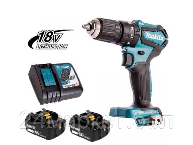 Аккум. ударная дрель-шуруповерт MAKITA DHP 483 RTJ MAKPAC (18.0 В,  5.0 А/ч Li-Ion, 40 Нм, шурупы до 36 мм, сверление в металле до 13 мм) DHP483RTJ