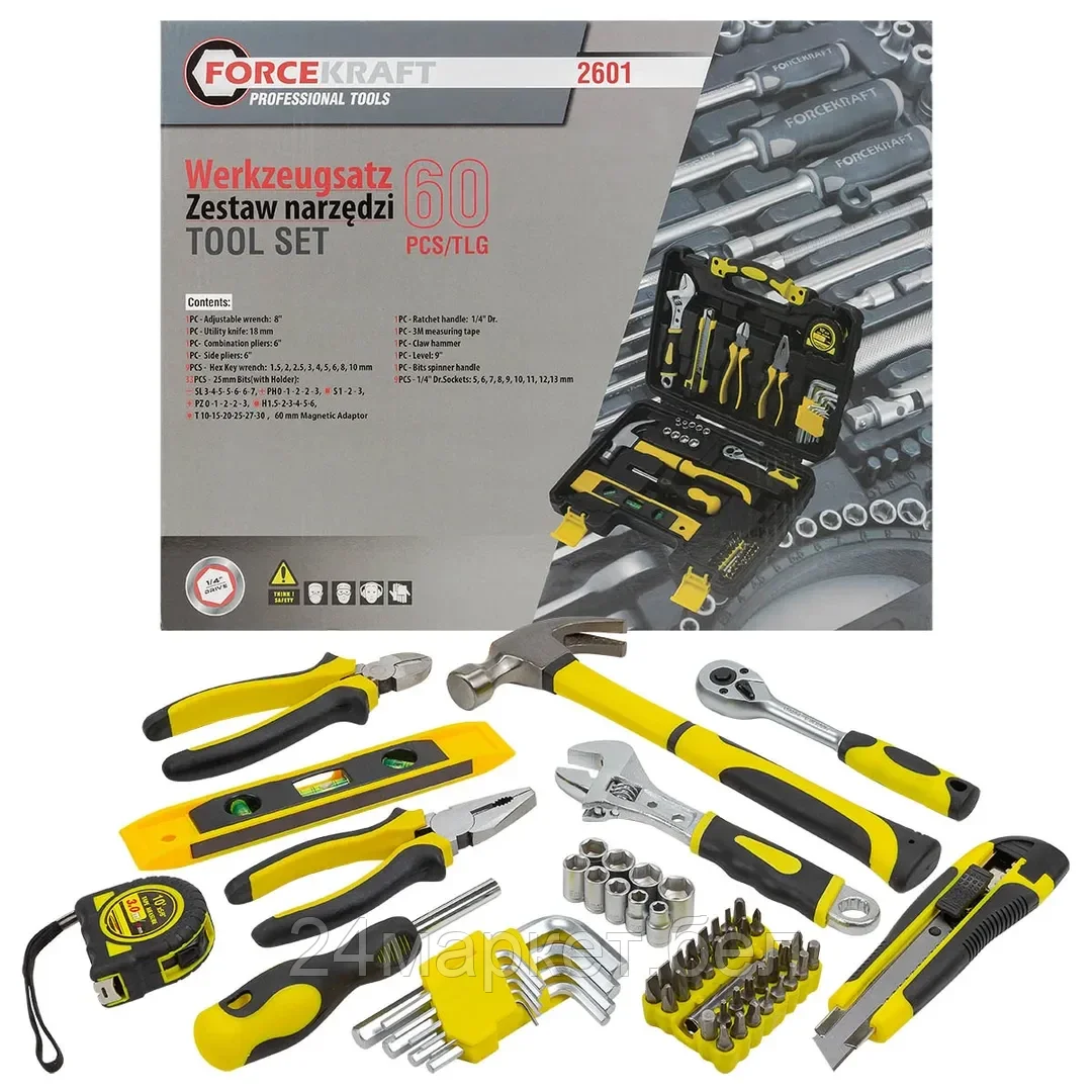 ForceKraft Набор инструментов 60пр. 1/4"(6гр.)(4-13мм) FORCEKRAFT FK-2601