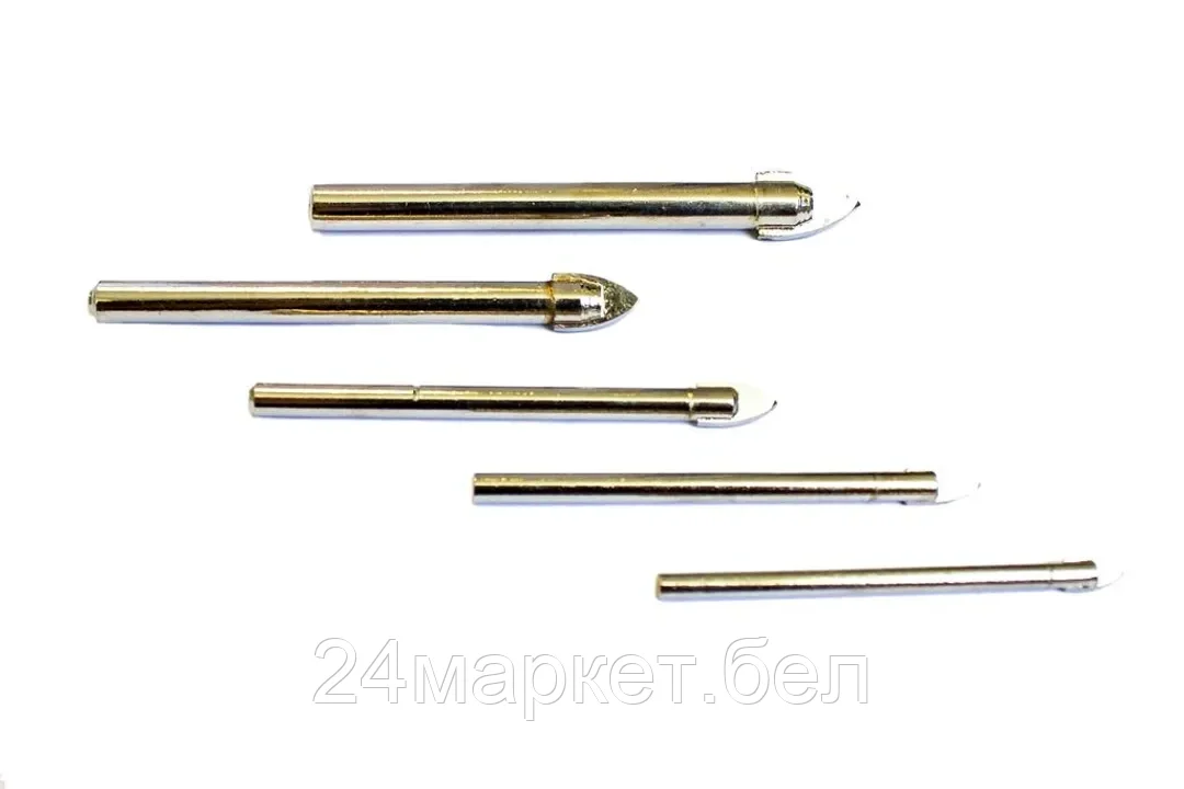 Набор сверл по стеклу и плитке 5пр.(4,5,6,8,10мм),в кейсе Rock FORCE RF-372S5