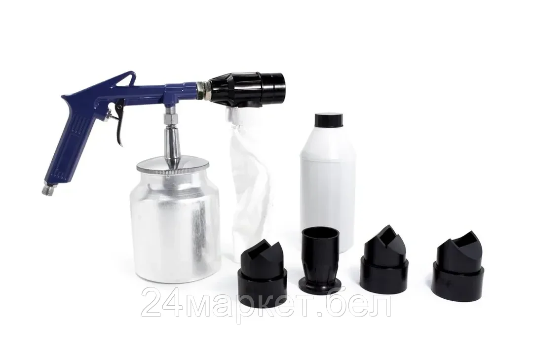 Rock FORCE Пистолет пескоструйный пневматический со сменными насадками и песком(бачок-1л,сопло-3.2,давление 6-8bar) Rock FORCE RF-2377