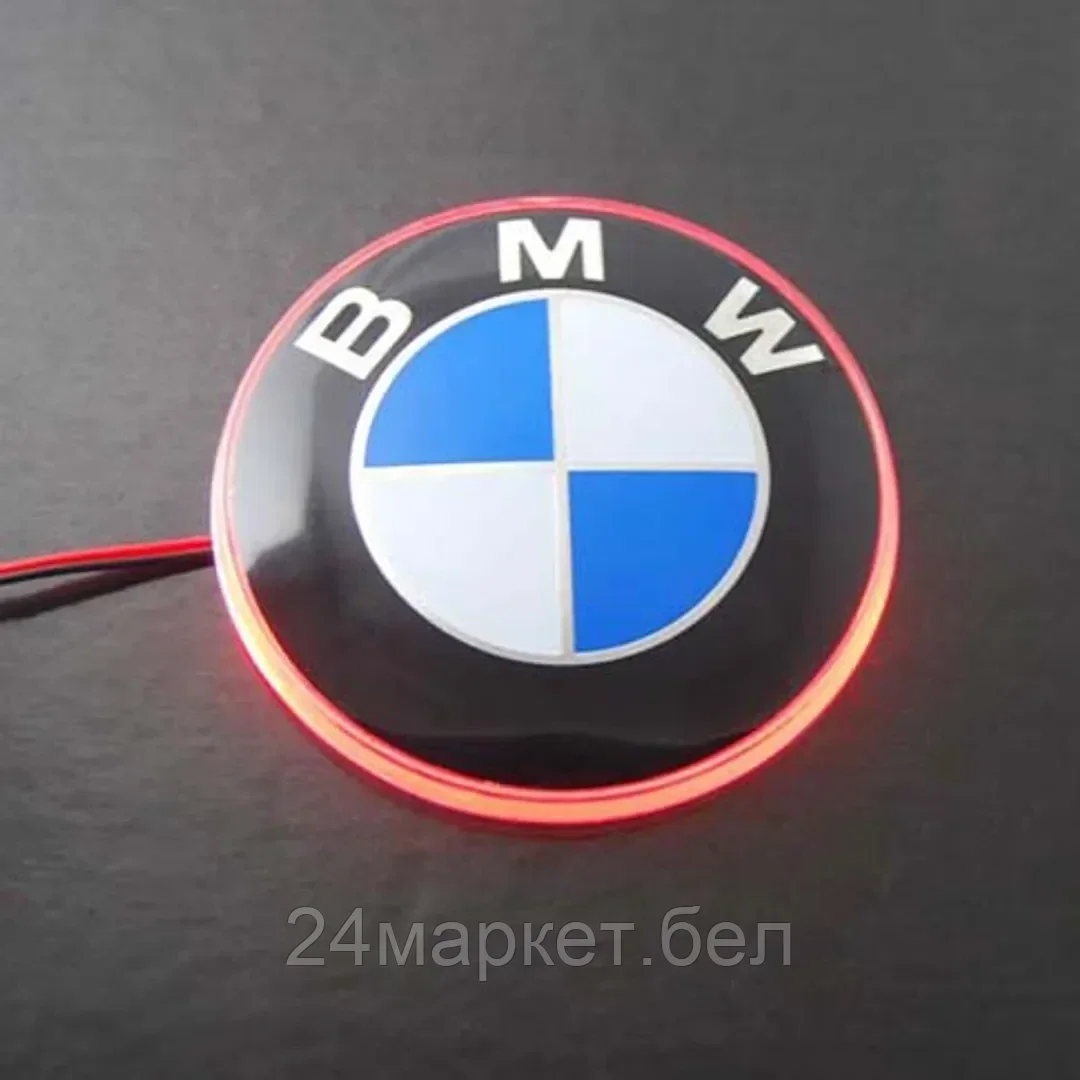 .KING Значок с подсветкой 3D BMW RED 8,2см .KING