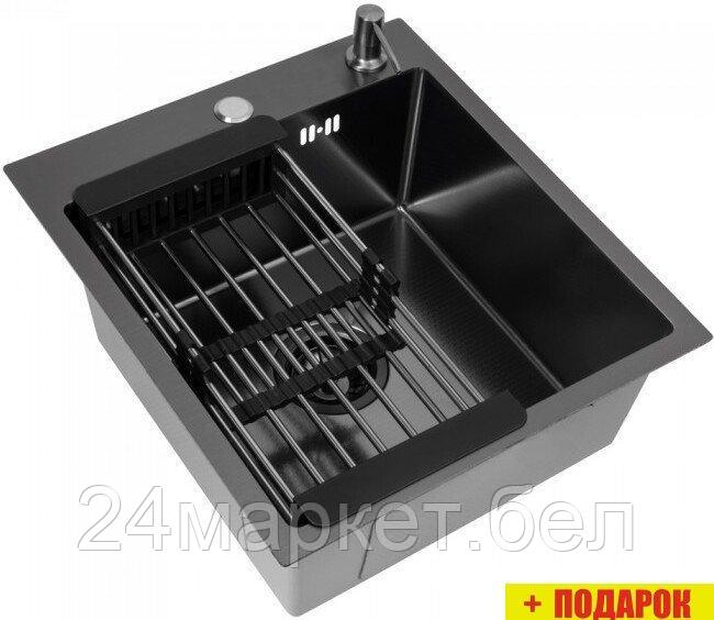 Кухонная мойка Diamond 450*500, коландер, дозатор BLACK DECOR