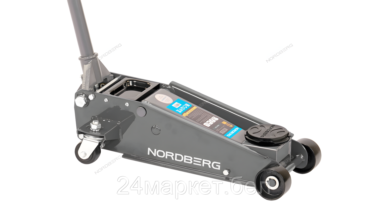 NORDBERG N32030 G Домкрат подкатной 3 тонн 120-450 мм с резиновой насадкой, серый