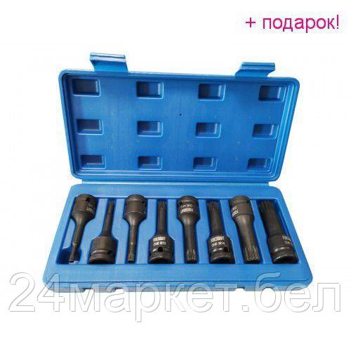 ForceKraft Набор головок-бит SPLINE ударных 8пр.,1/2"(M5, M6, M8, M10, M12, M14, M16, M18), в кейсе FORCEKRAFT FK-40811MPB