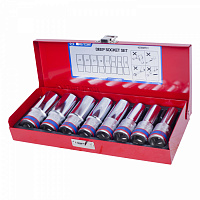 KING TONY 4208MR01 KING TONY Набор глубоких торцевых головок 1/2", двенадцатигранные, 12-24 мм, 8 предметов, 4208MR01