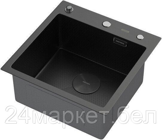 Кухонная мойка ARFEKA ECO AR 450*450 POP-UP BLACK PVD NANO DECOR (настольная)