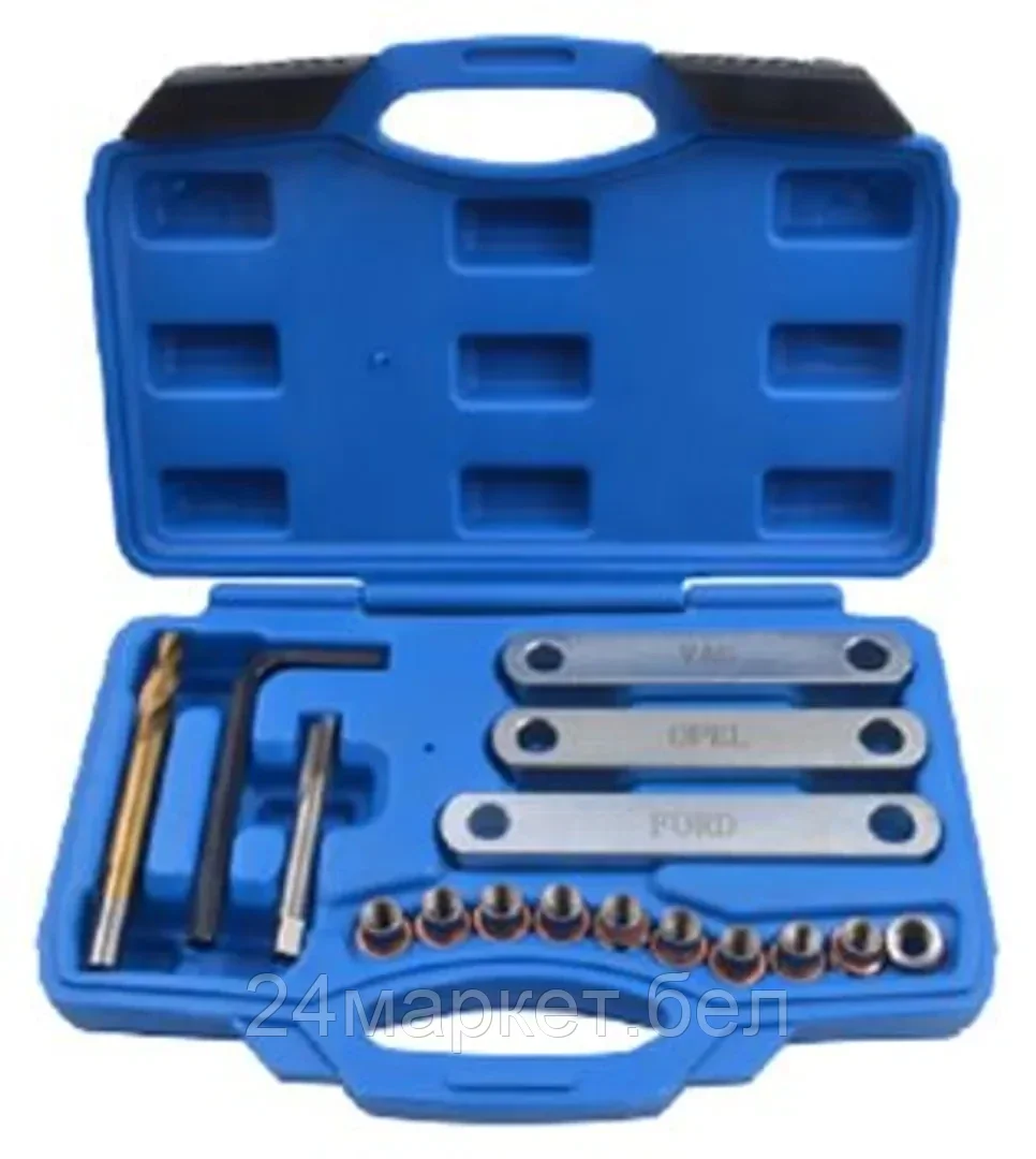 Rock FORCE Набор для востановления резьбы в суппортах: группы VAG,OPEL,FORD M9х1,25 (16 пр.)в кейсе. Rock FORCE RF-916B1