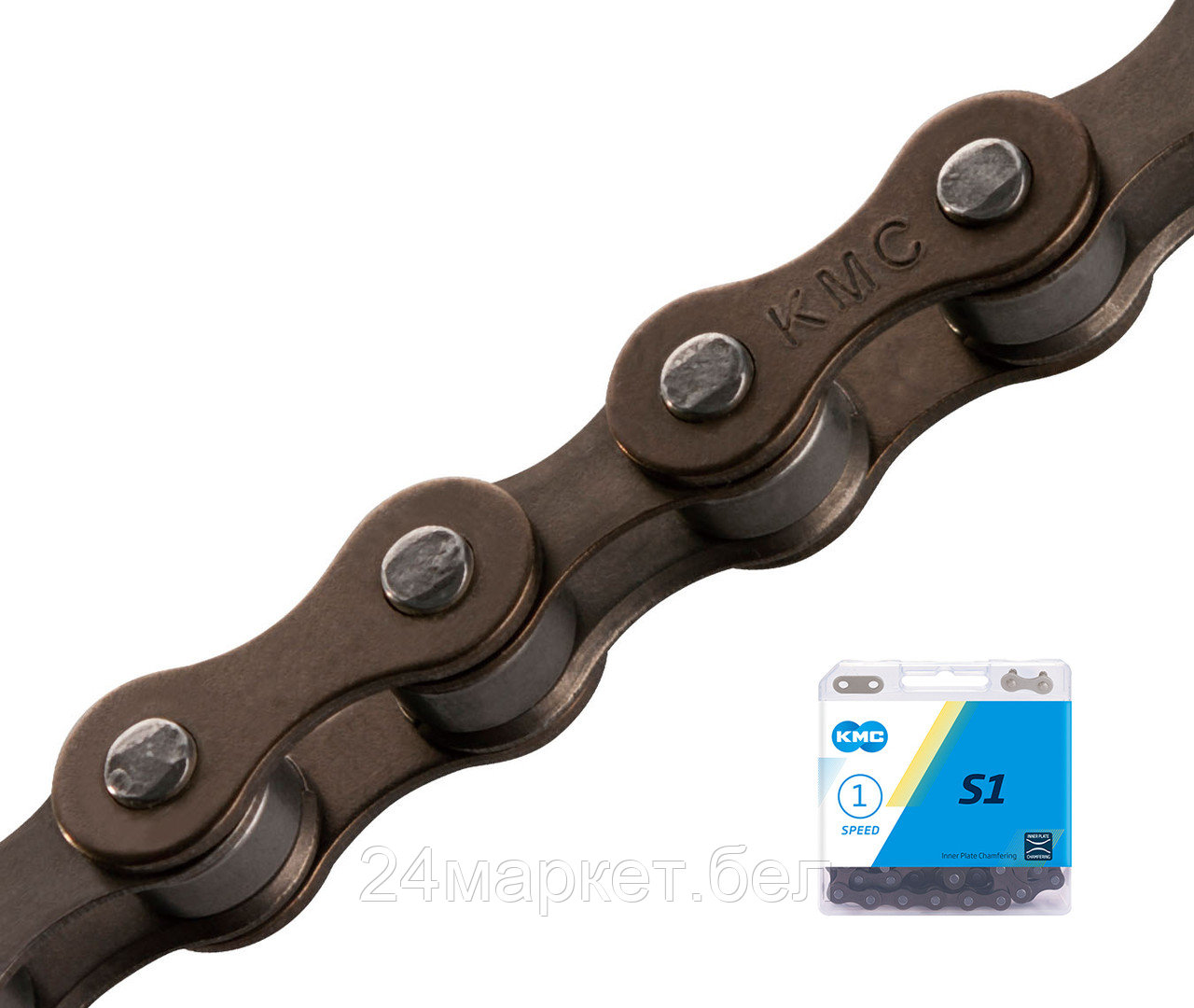 Цепь велосипедная S1, 1/2"X1/8"X112L (в боксе),S1 KMC