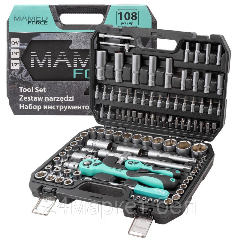 Набор инструментов PROFI 108пр. 1/4",1/2"(6гр)(4-32мм) MAMEDFORCE MF-41082-5