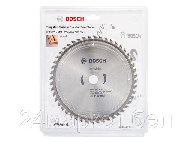 BOSCH Китай Диск пильный 190х20 мм 48 зуб. по дереву ECO WOOD BOSCH (твердоспл. зуб)