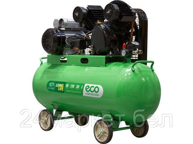ECO Китай Компрессор ECO AE-1005-B1 (380 л/мин, 8 атм, ременной, масляный, ресив. 100 л, 220 В, 2.20 кВт)