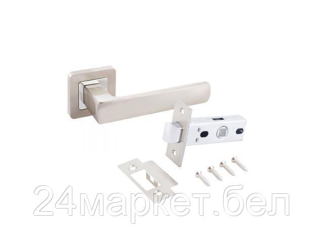 Комплект ручка и защелка  АЛЛЮР АРТ "КОЛОМБО" SN+L45-8 SN (2380/S45) мат.никель (20) (компл) (УЗК) 15199