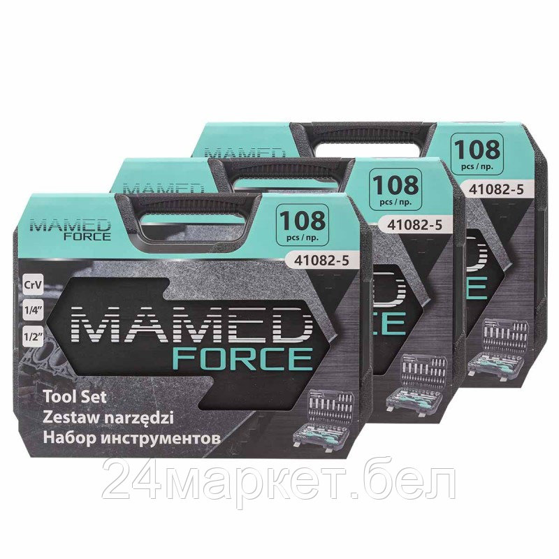 MF-41082-5 ( 3 K-T ) MAMEDFORCE ( 3 K-T ) Набор инструментов PROFI 108пр. 1/4",1/2"(6гр)(4-32мм)