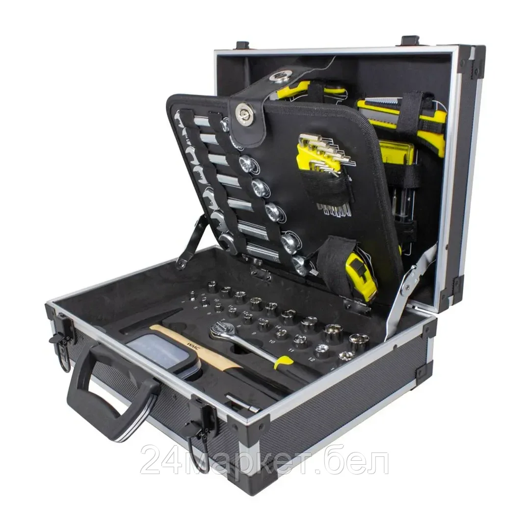 Набор инструментов 91пр. 1/4" 3/8" (6гр)(4.5-19мм),в аллюм. чемодане WMC TOOLS WMC-1091