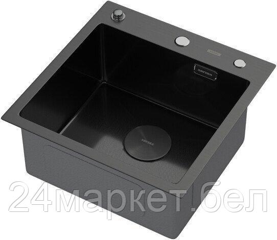 Кухонная мойка ARFEKA ECO AR 450*450 POP-UP BLACK PVD NANO DECOR MILLET GRAINS (настольная)