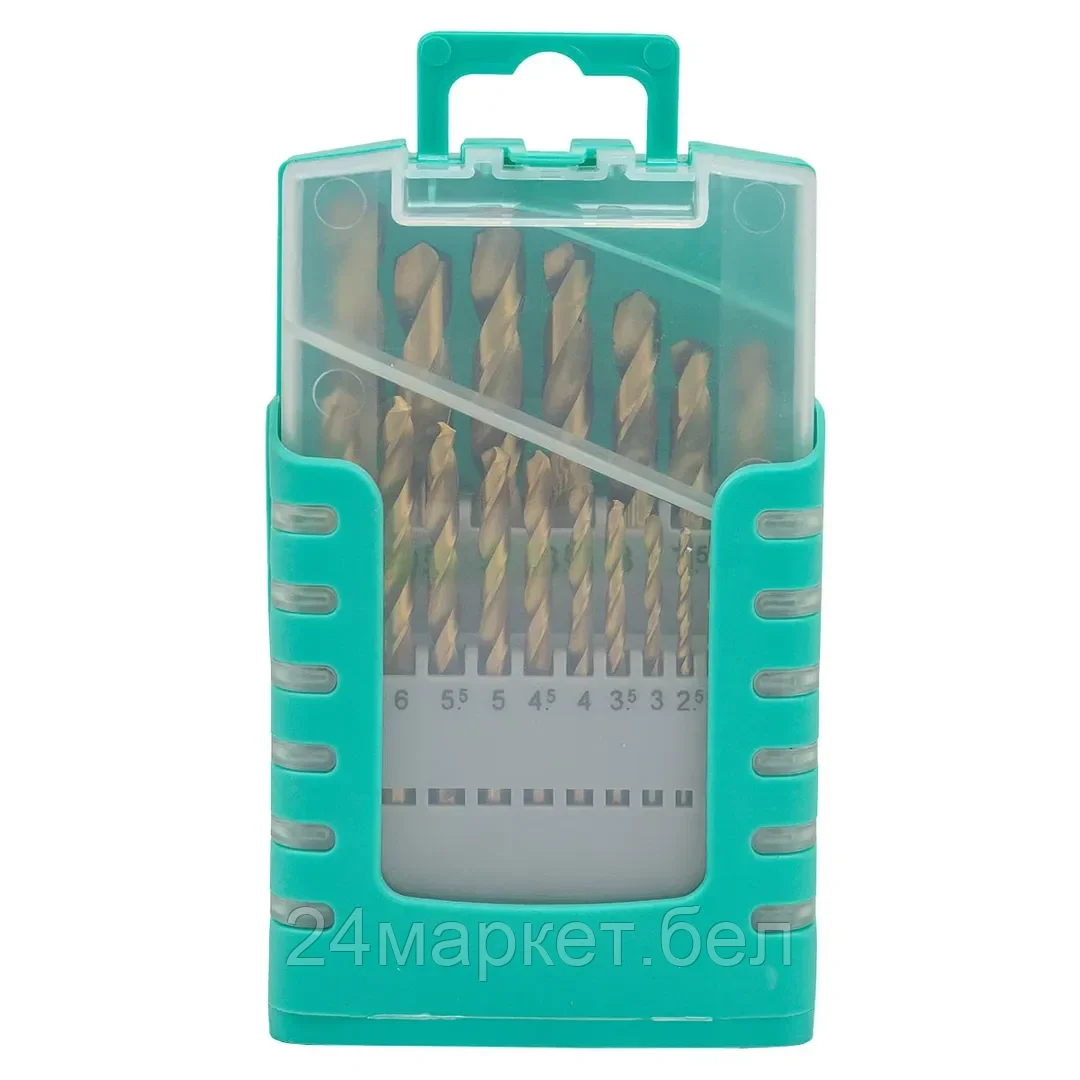 IF-924U19 Набор сверл по металлу HSS TIN 19пр.(1-10мм, шаг 0.5мм), в пластиковом футляре ILOforce