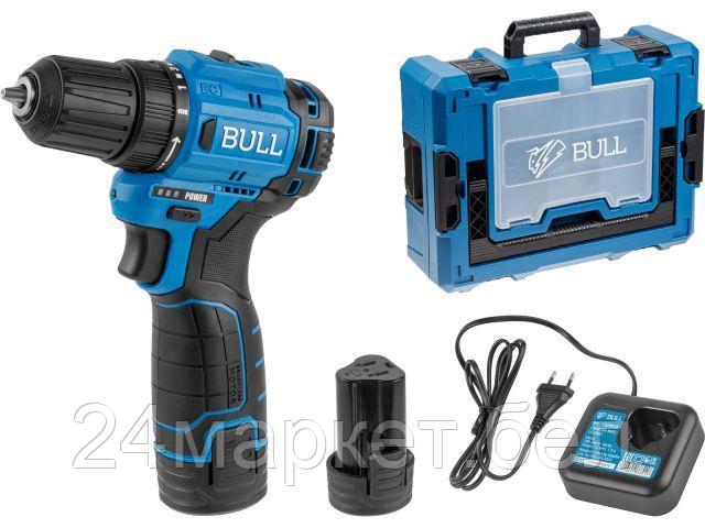 Аккум. дрель-шуруповерт BULL SR 1203 Xcase БЕСЩЕТ., 12 В, 37 Н*м, 2*2 А*ч акб, БЗП 10 мм (шурупы до 8 мм) 1329879