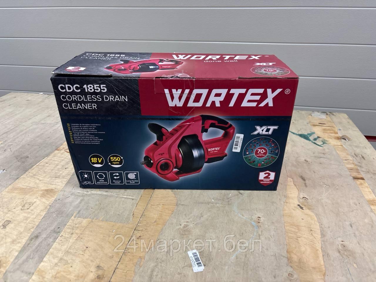 Аккум. прочистная машина WORTEX CDC 1855 в кор. ALL1 XLT SOLO 0-550 об/мин, трос 7,6 м. уцененный