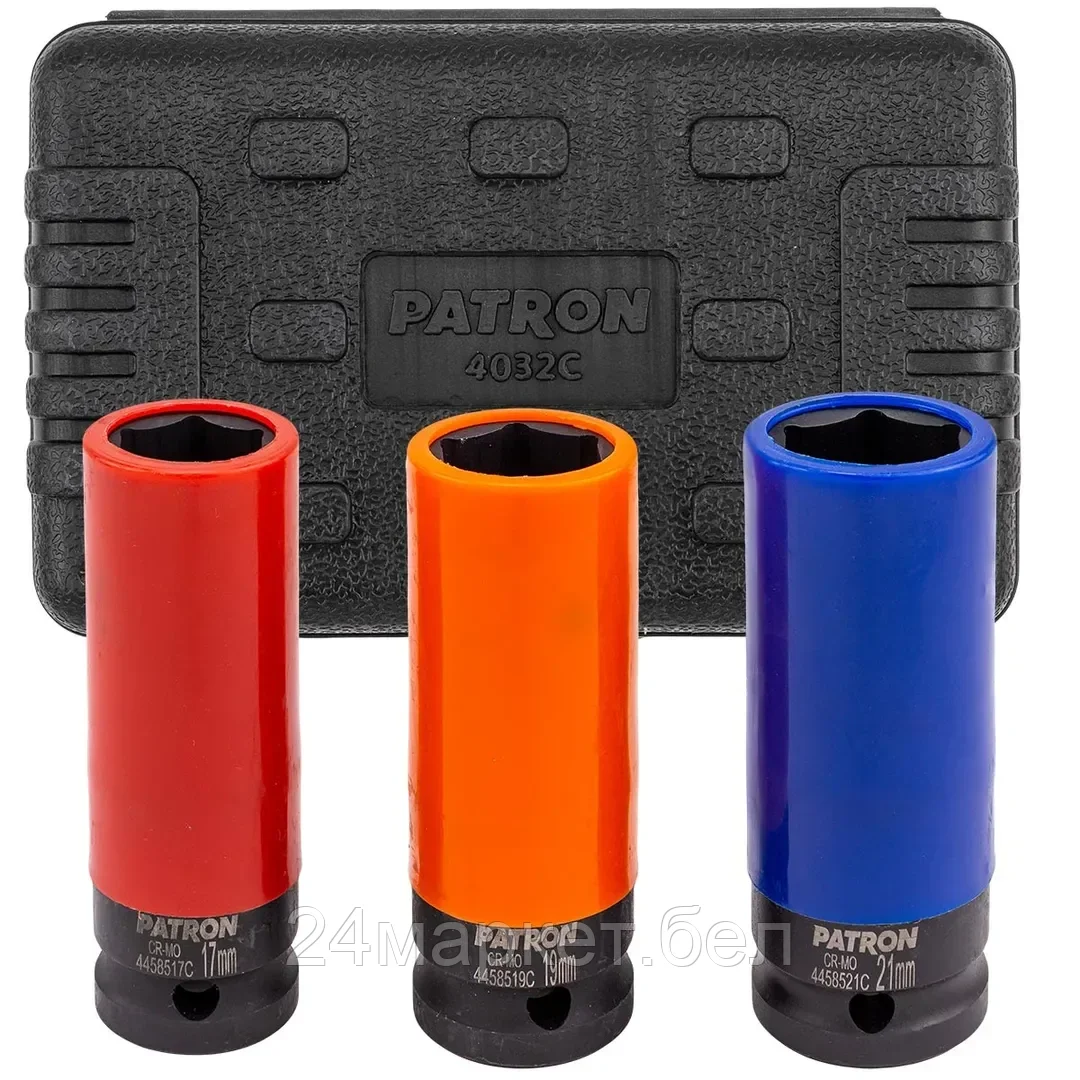 P-4032C Головки ударные тонкостенные, набор 3пр., 1/2" (6гр.) PATRON