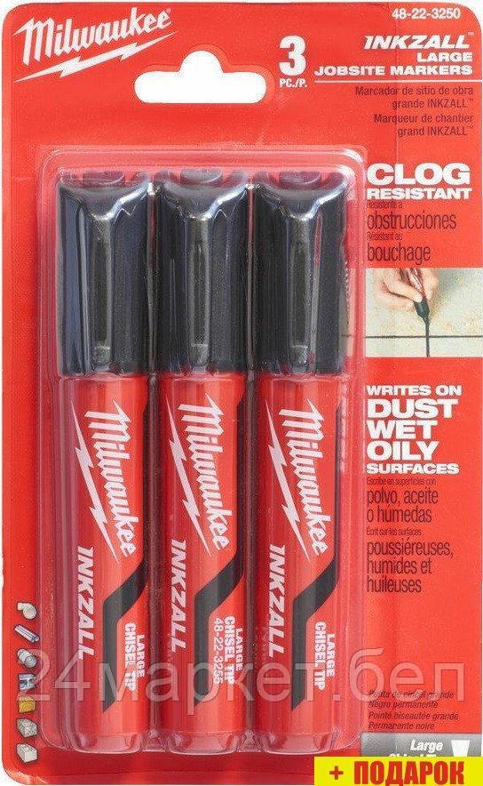 Маркер Milwaukee Inkzall L 4932471554 (3 шт, черный)