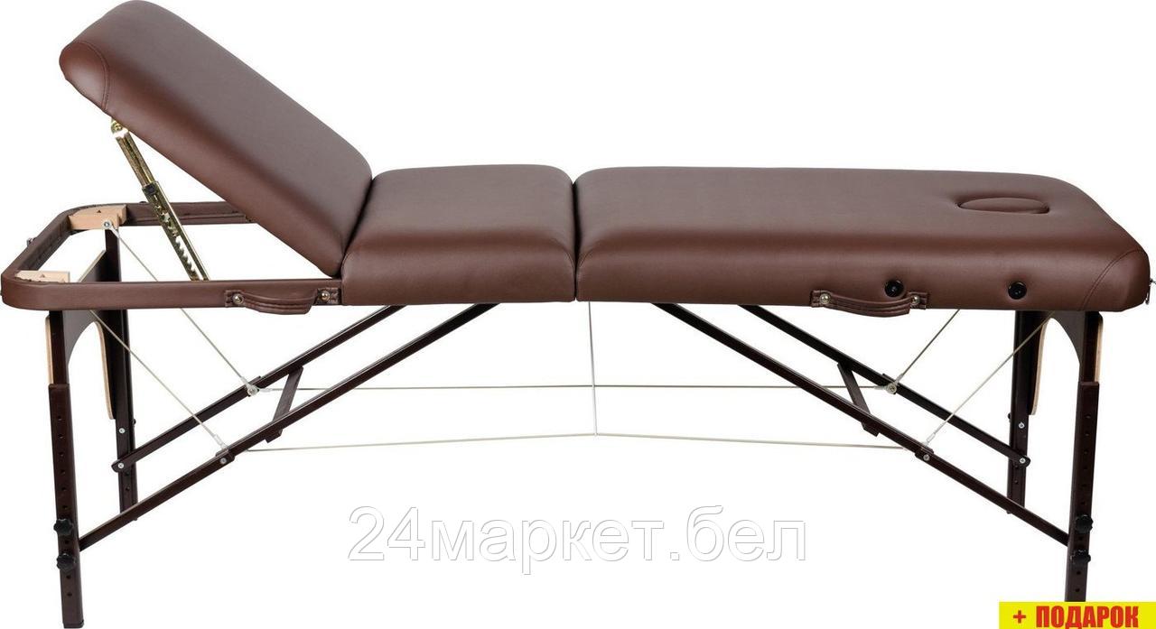 Массажный стол Atlas Sport 70 см XXL PRO с валиком складной 3-с деревянный (коричневый)