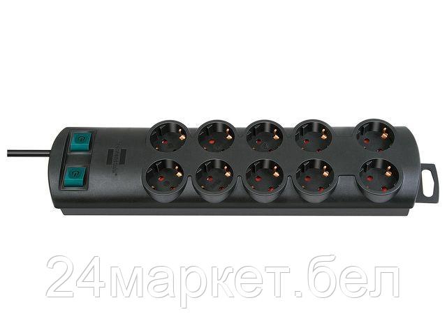 BRENNENSTUHL Китай Удлинитель 2м (10роз., 3.3кВт, с/з, выкл., ПВС) черный Brennenstuhl Primera-Line (провод 3х1,5мм2, сила тока 16А, с/з - с заземляющим контактом)