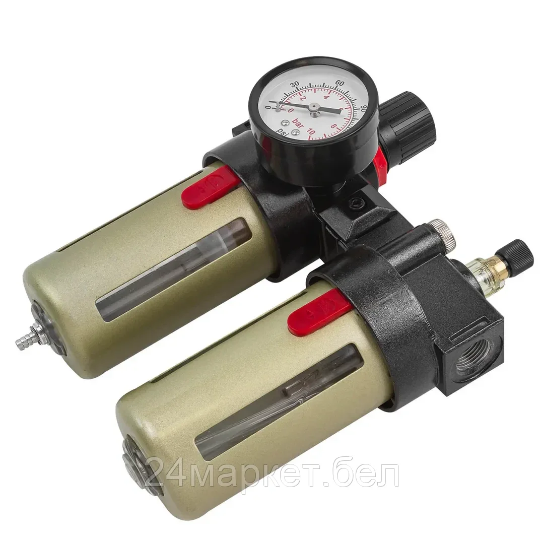 Блок подготовки воздуха 1/2"(фильтр-регулятор+лубрикатор)(10Мк, 1400 л/мин, 0-10bar,раб. температура 5°-60°) Forsage F-BFC4000