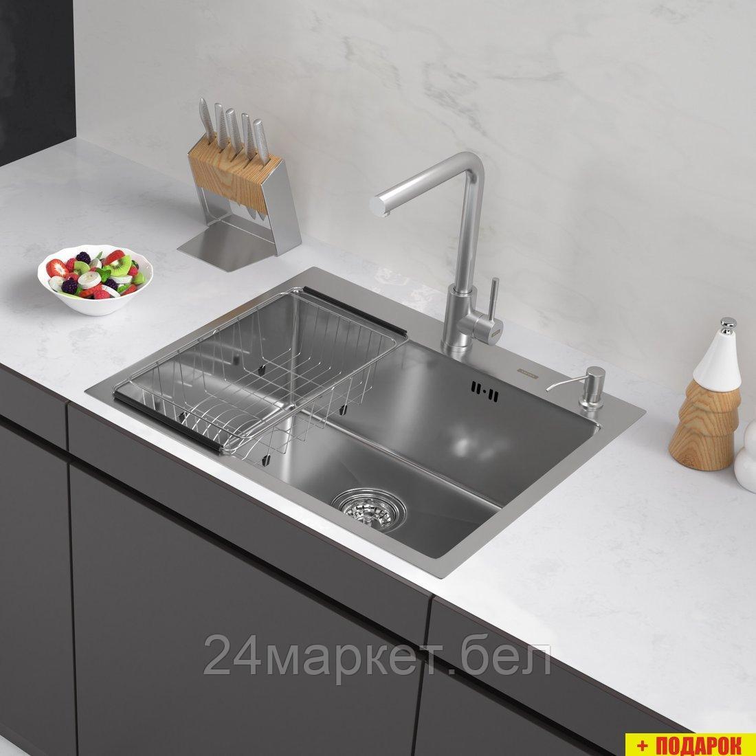 Кухонная мойка ARFEKA ECO AR мойка 600*500, коландер F, дозатор SATIN