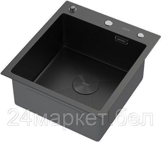 Кухонная мойка ARFEKA ECO AR 450*500 POP-UP BLACK PVD NANO DECOR