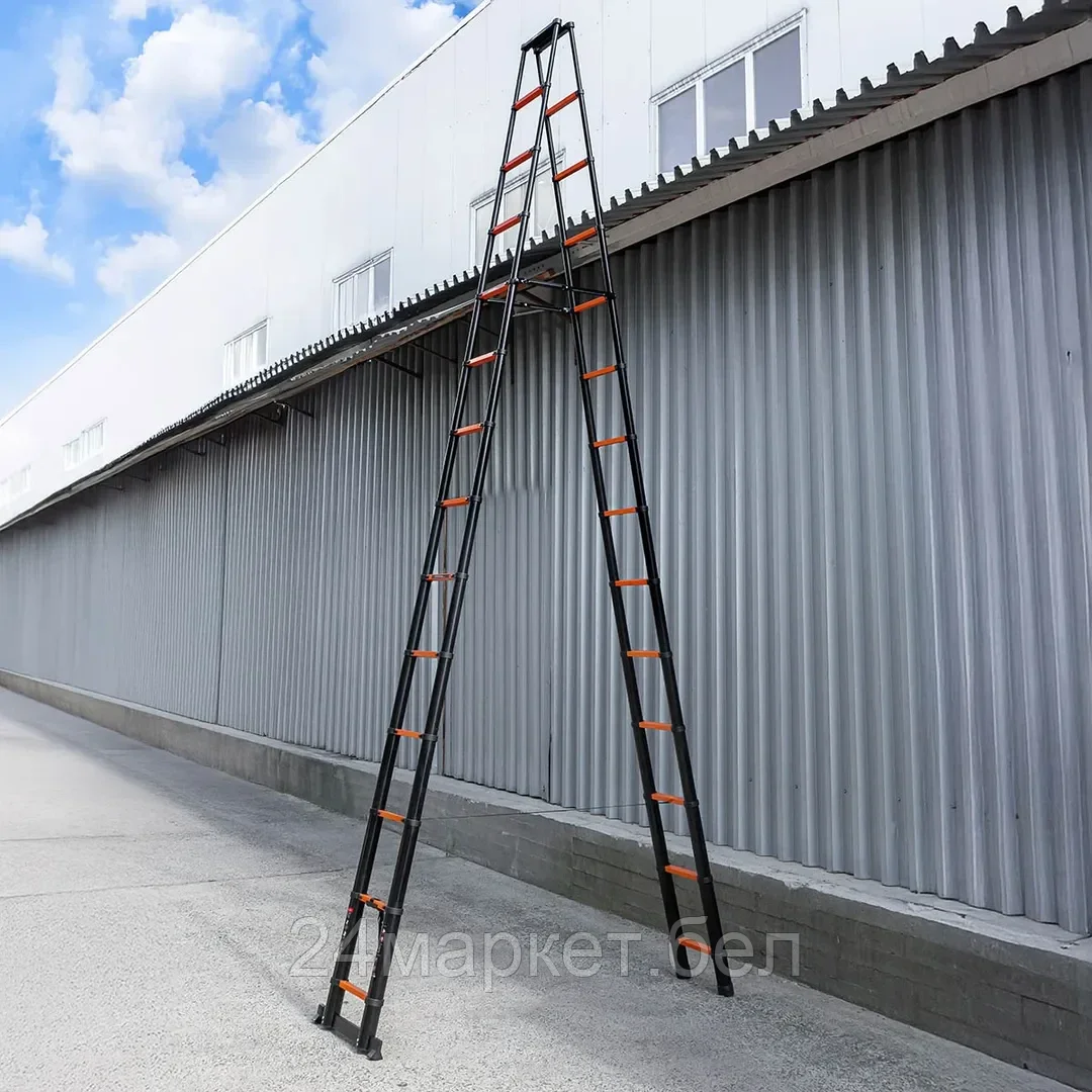 ISMA-UP540-2 Стремянка телескопическая алюм. бытовая 5.4м (14+14 ступ.) ISMA