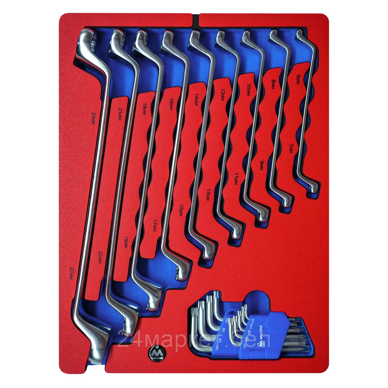 МАСТАК 5-23118 МАСТАК Набор накидных ключей и Torx L-образных, ложемент, 18 предметов