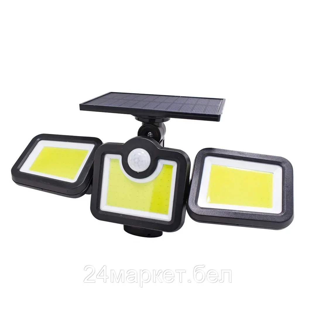 Светильник светодиодный на солнечной батарее с датчиком движения и пультом(COB171,6500К,t заряда 8ч,t раб 7ч,батарея:3.7V,2400mAh,IP65) Forsage F-RK-SWB5090-PIR