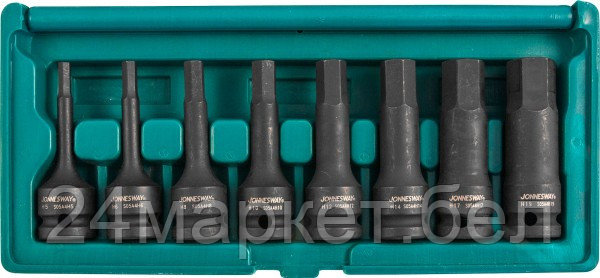 JONNESWAY S05A408S S05A408S Набор насадок торцевых ударных 1/2"DR шестигранных, H5-H19, 8 предметов