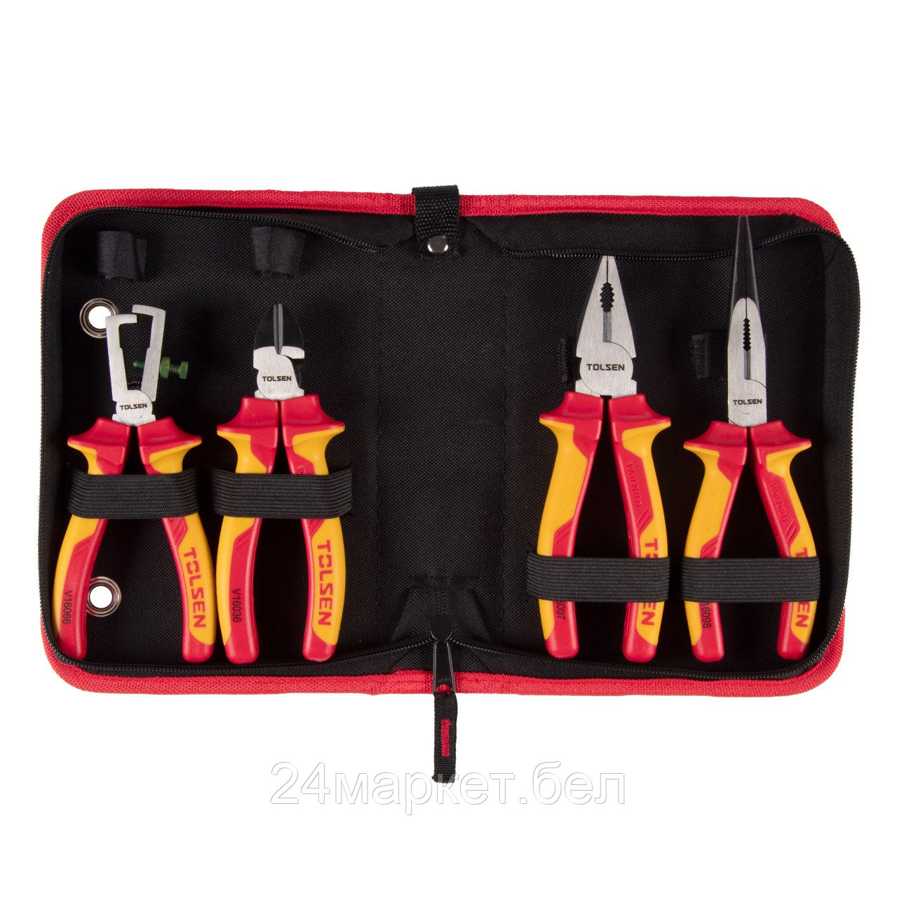 TOLSEN TTV83204 TOLSEN Набор пассатижей и бокорезов диэлектрических, 4 предмета, в футляре на молнии