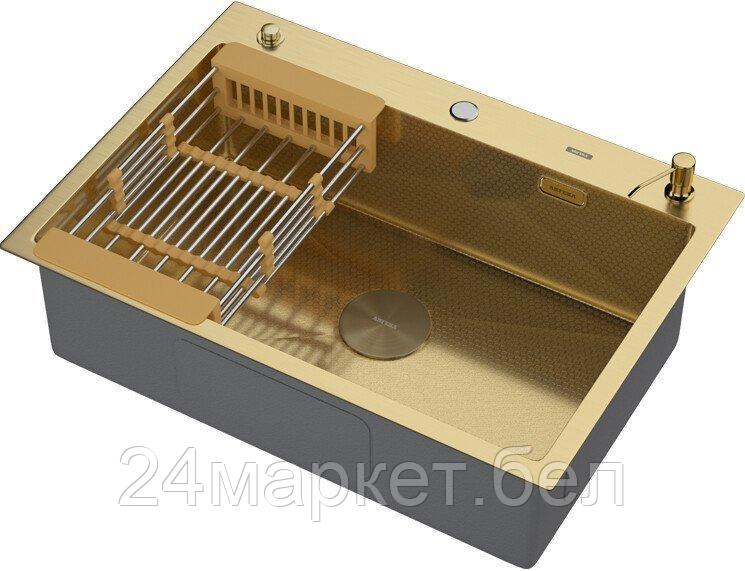 Кухонная мойка ARFEKA ECO AR мойка 700*500 POP-UP, коландер, дозатор GOLD DECOR