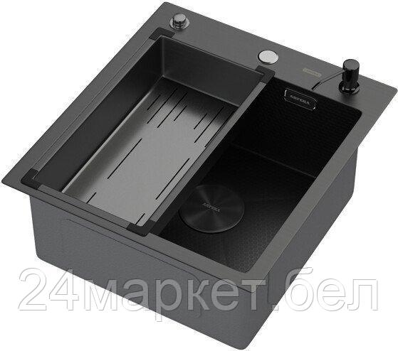 Кухонная мойка ARFEKA Eco AR мойка 450*500 POP-UP, коландер G, дозатор BLACK DECOR