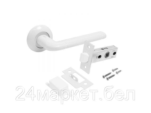 Комплект ручка и защелка АЛЛЮР АРТ "ПОЛО" W+L45-8 W (15110/S45) матовый белый (УЗК) 14668