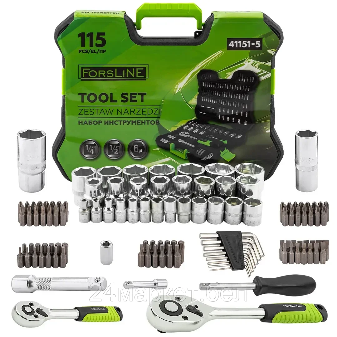 FL-41151-5 Набор инструментов 115пр. 1/4", 1/2" (6гр.) ForsLine
