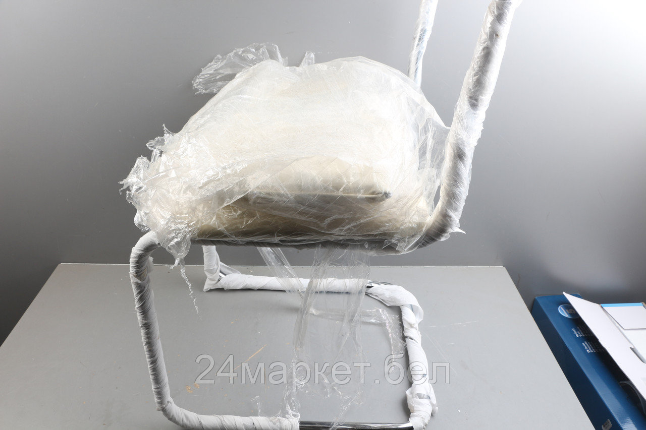 Кресло СЛАВИЯ, кремовый кожзам/хром уцененный (0613384695)