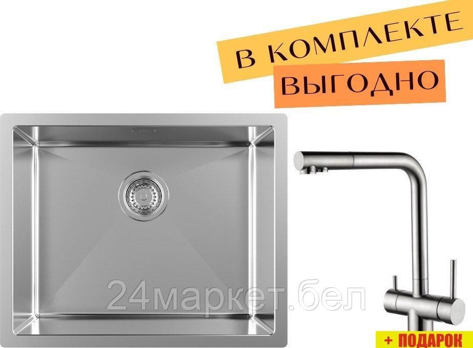 Кухонная мойка ZorG ZRN 4555 Premium + cмеситель Argos Premium Satin