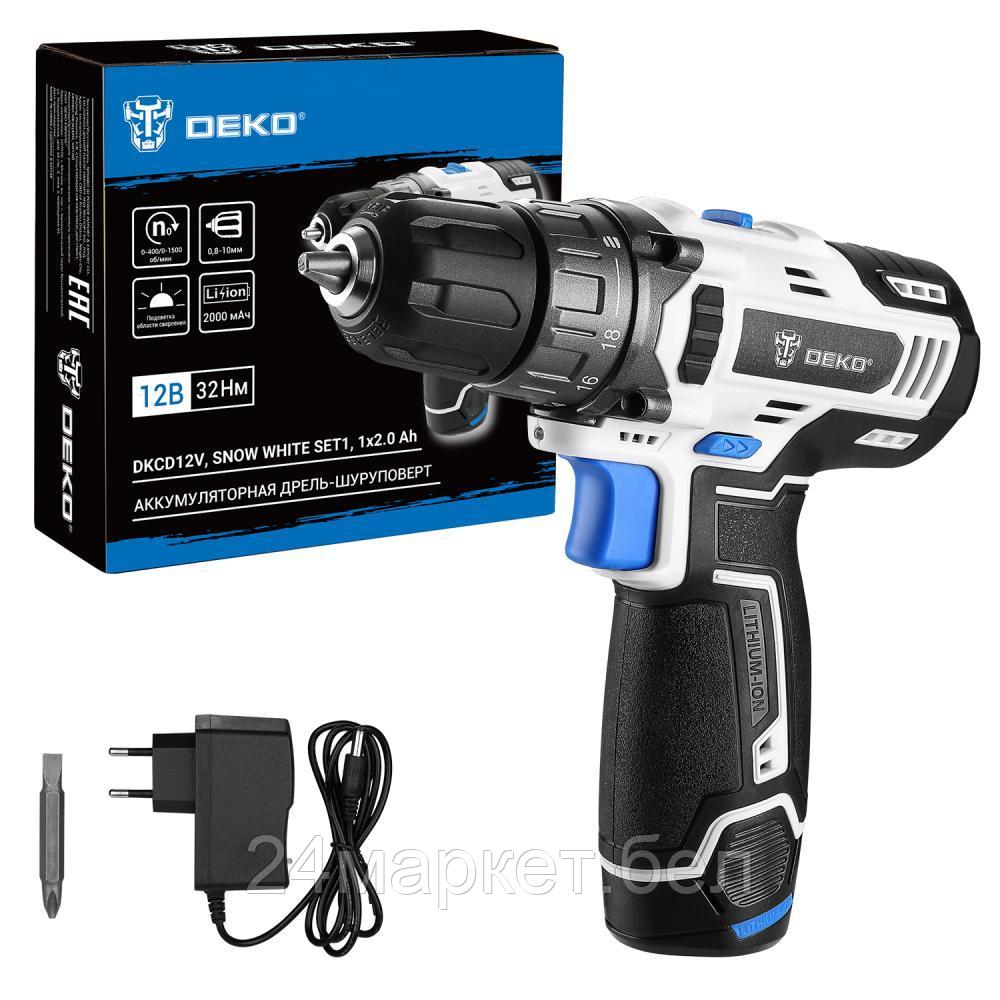 Дрель-шуруповерт Deko DKCD12V Snow White Set1 083-1106 (с 1-им АКБ)