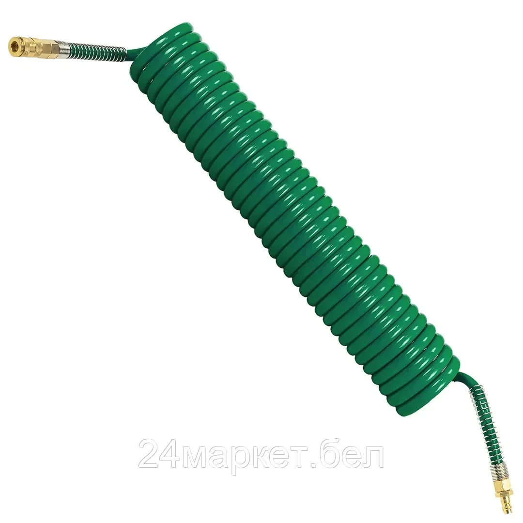 Rock FORCE Шланг витой полиуретановый 10мм х 14мм х 10м с быстроразъемами (латунь, максимальное давление - 15bar, рабочая температура от -20 до +60 гр.) Rock FORCE RF-1410-10M