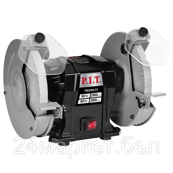 Станок точильный электрич. P.I.T. PBG200-C3 (500Вт, 2950об/мин, O200х12,7х20/200х16х20мм, пылезащ.)