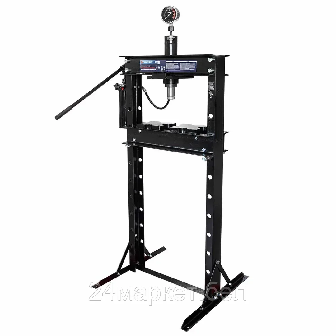 F-20001 BIG(из 2-х частей) Forsage Пресс гидравлический с манометром напольный 20т, (рабочая высота: 0-910мм, рабочая ширина: 490мм, рабочий стол: 200х490мм, ход штока: 185мм)