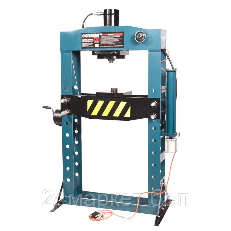 Пресс гидравлический с манометром напольный 75т, ручной/пневмо привод (раб. высота:0-900мм, раб. ширина:800мм, раб. стол:270х800мм,ход штока:240мм) Forsage F-TY75021