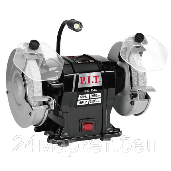 Станок точильный электрич. P.I.T., 300 Вт, 2950 об/мин, O150х12.7х20 мм, LED, пылезащита (PBG150-C2)