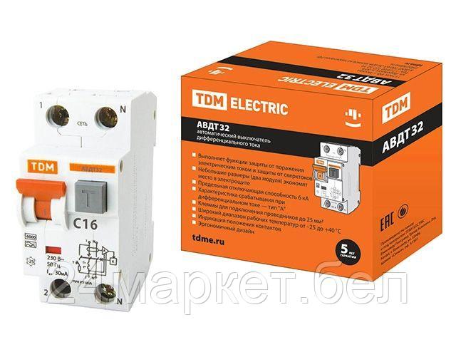 TDM Китай Автоматический Выключатель Дифференциального тока - АВДТ 32 C16 30мА TDM