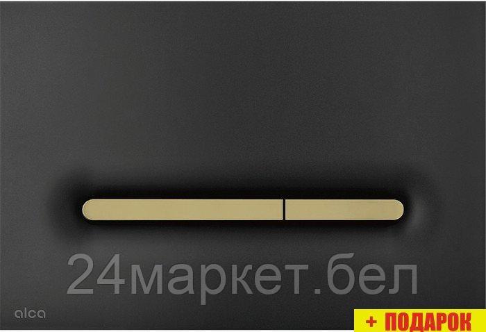 Панель смыва Alcaplast M1878-7 (черный-мат/золотой-мат)