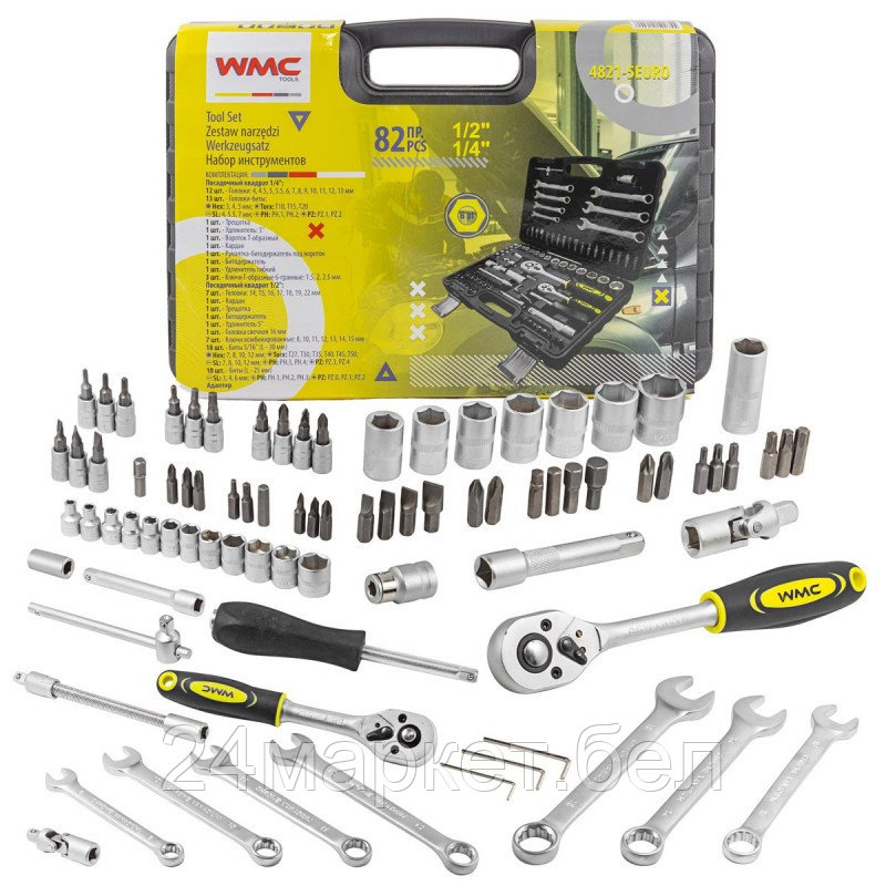 Набор инструментов 82пр. 1/4'', 1/2''(6гр)(4-22мм) WMC TOOLS WMC-4821-5EURO